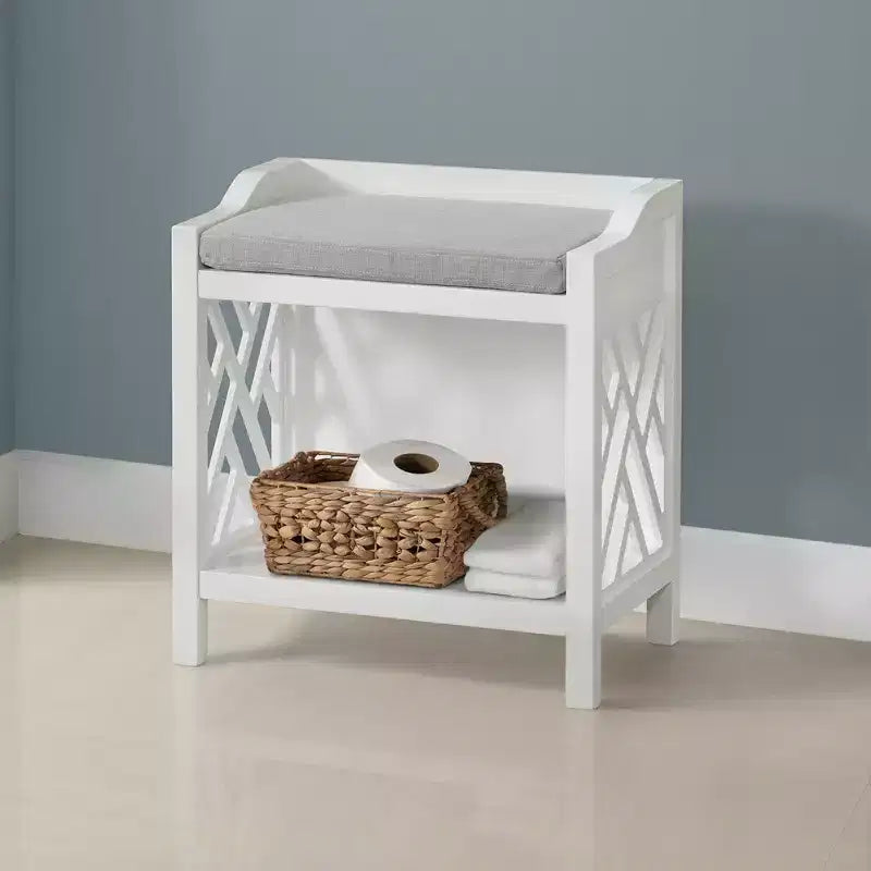 Coventry Bench with Cushion White - Alaterre Furniture: Rectangle Upholstered Wood Frame Polyester Textile Spot Clean