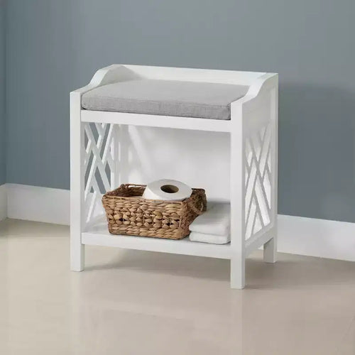 Coventry Bench with Cushion White - Alaterre Furniture: Rectangle Upholstered Wood Frame Polyester Textile Spot Clean