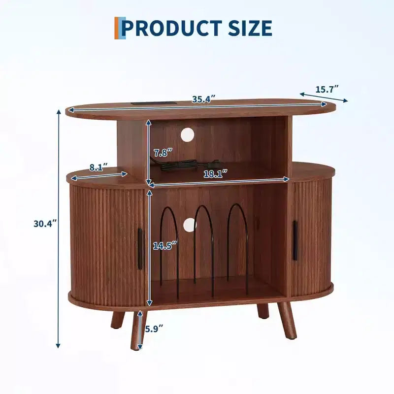 Meuble de rangement pour disques vinyles et support pour platine vinyle