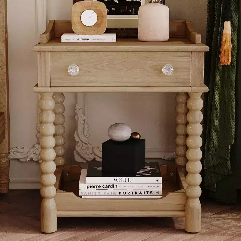 Mid-Century Modern Nightstand with Drawer and Open Shelf Rustic Bedside Table with Storage for Bedroom or Living Room - Panipeachy