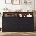 Modern 6-Drawer Dresser with LED Lights & Charging Station - Spacious Storage Cabinet for Bedroom Living Room or Hallway.