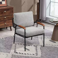 TUYOHW Modern Accent Chair Lounge Chair with Wood Armrests Black Metal Frame Adjustable Foot Nails Upholstered Armchair for Living Room Dining Room