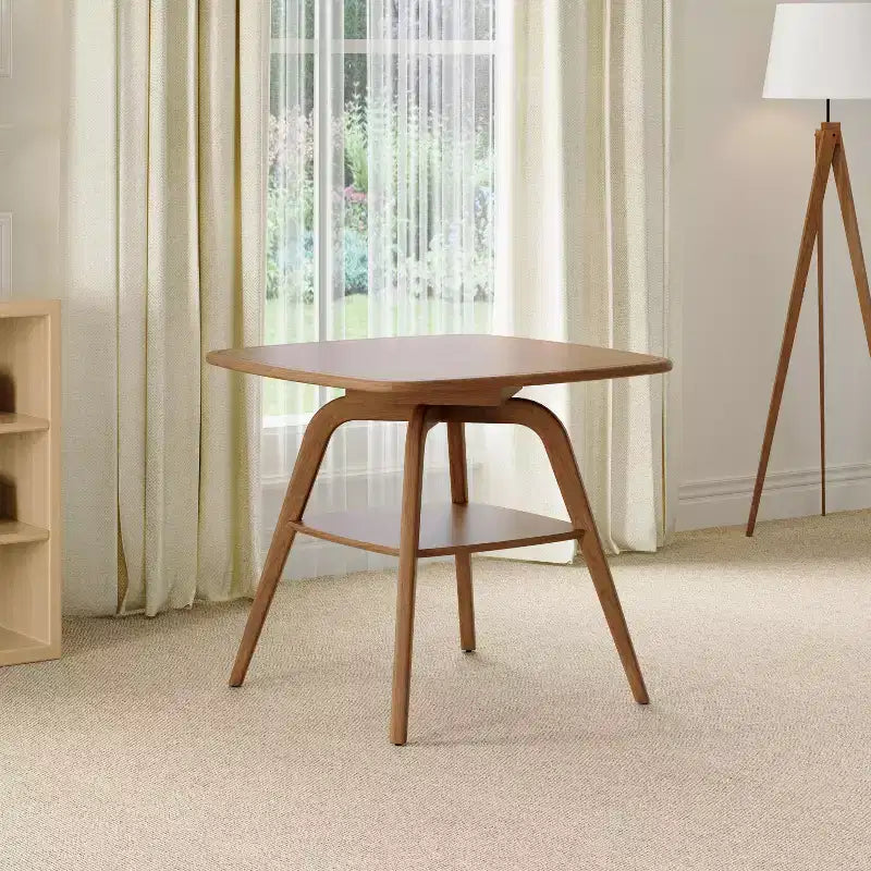 GDFStudio Zari Modern Rubberwood Dining Table with Lower Shelf