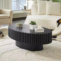 MAYEERTY 43 Inch Modern Drum Oval Coffee Table MDF Center Table for Living Room Bedroom Small Space Friendly Coffee Table