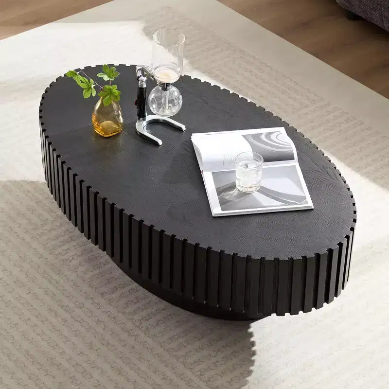 Table basse ovale contemporaine en forme de tambour
