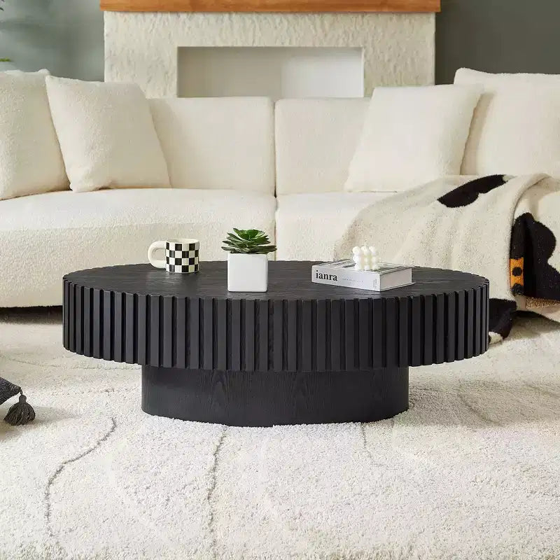 Table basse ovale contemporaine en forme de tambour