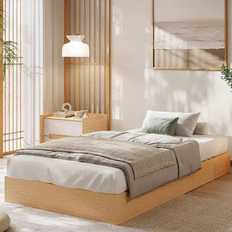 Solid Wood Platform Bed Frame - No Box Spring Needed with Wood Slat Support Minimalist Bedroom Design (Pine Easy Assembly)