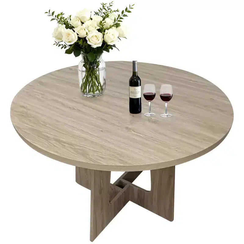 Table à manger ronde de style rustique pour quatre personnes