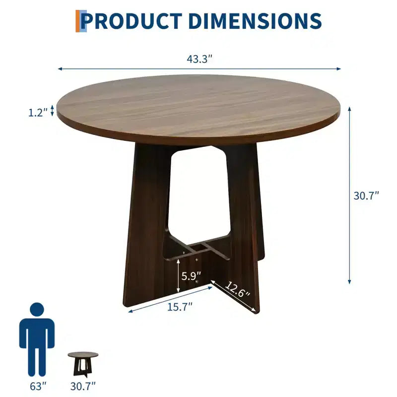 Table à manger ronde de style rustique pour quatre personnes