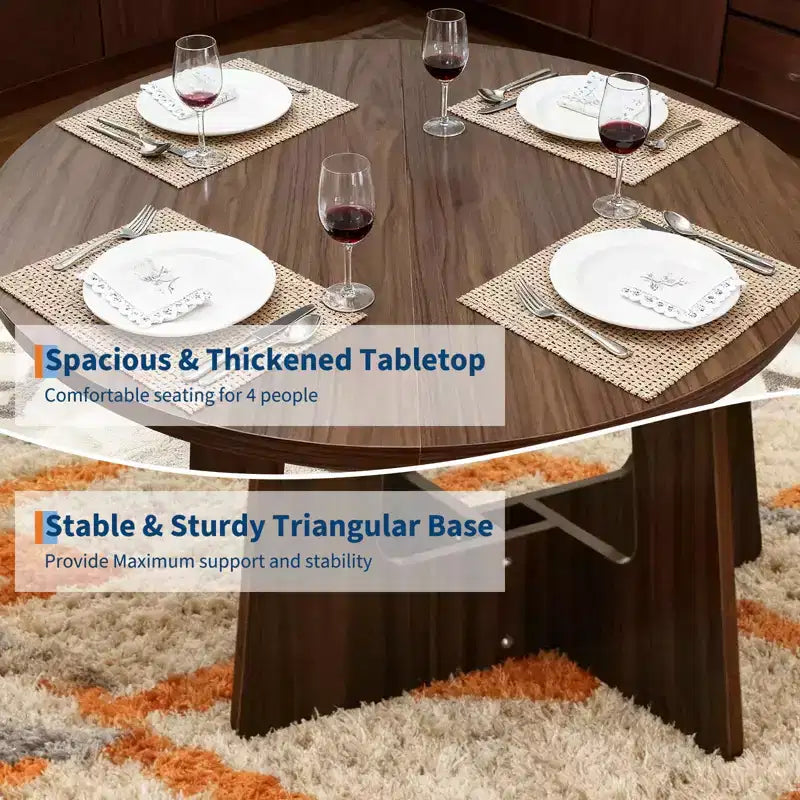 Table à manger ronde de style rustique pour quatre personnes