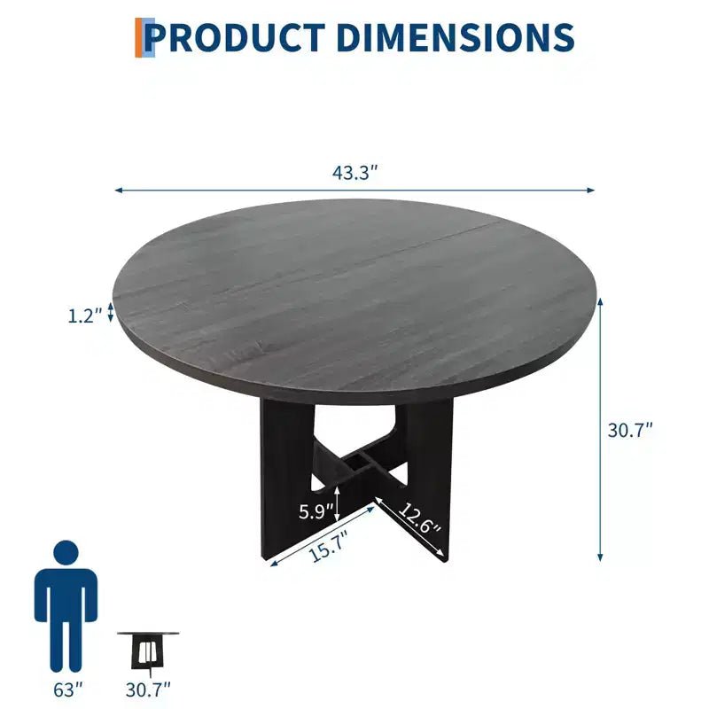 Table à manger ronde de style rustique pour quatre personnes