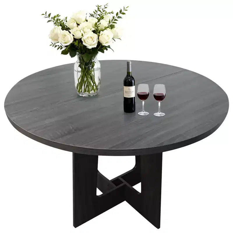 Table à manger ronde de style rustique pour quatre personnes