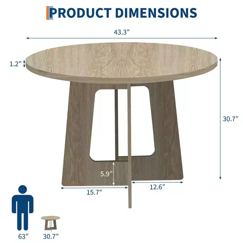 Table à manger ronde de style rustique pour quatre personnes