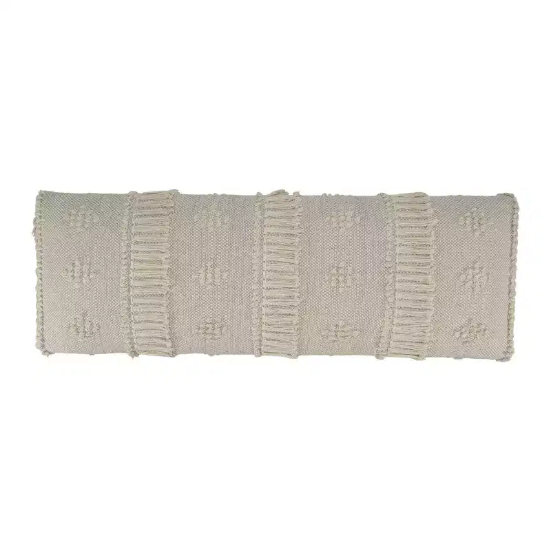 HomeRoots 47 Cream And Black Leg Abstract Stripe and Dot Upholstery Bench