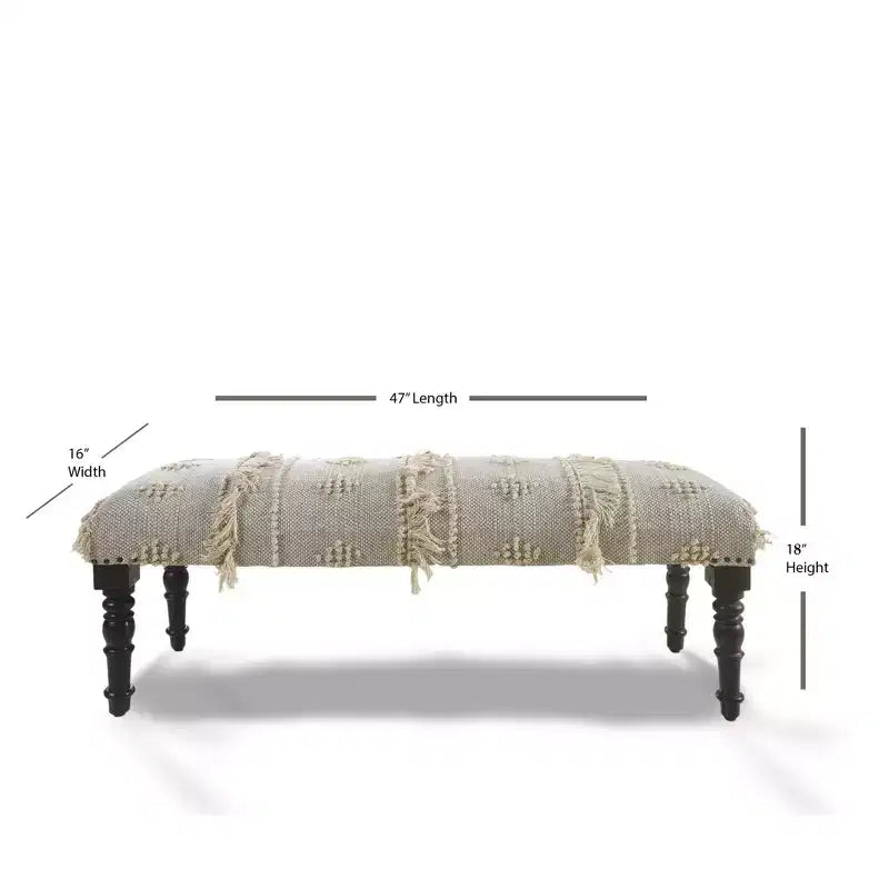 Banc rembourré à rayures et pois abstraits