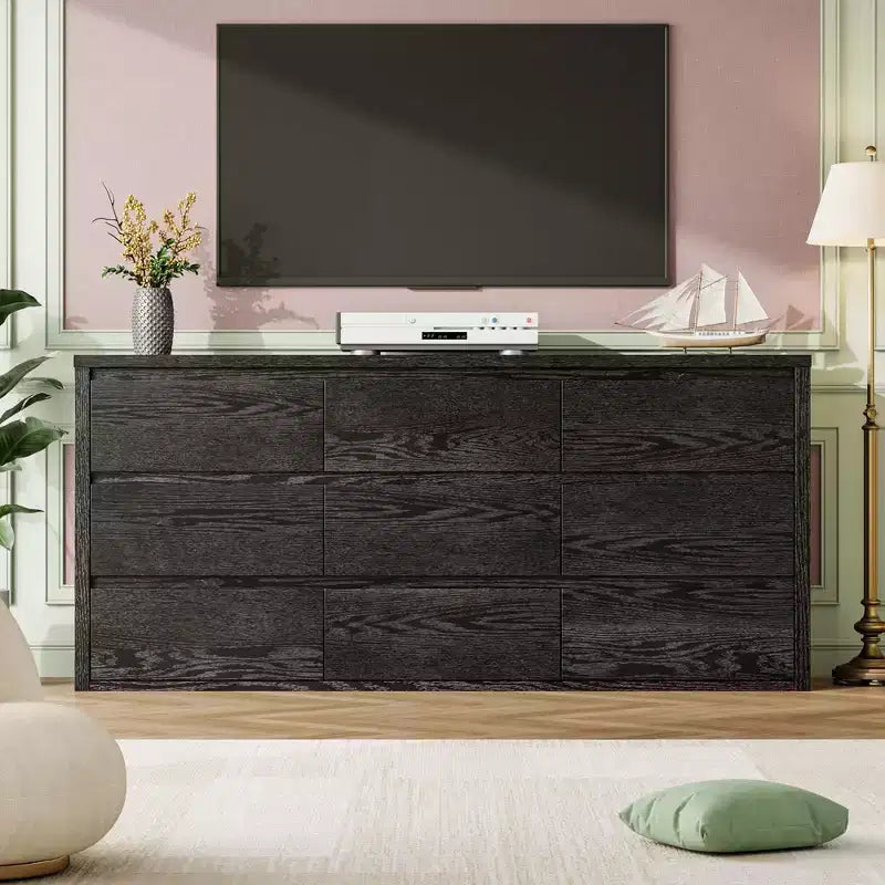 Grande commode en bois à neuf tiroirs