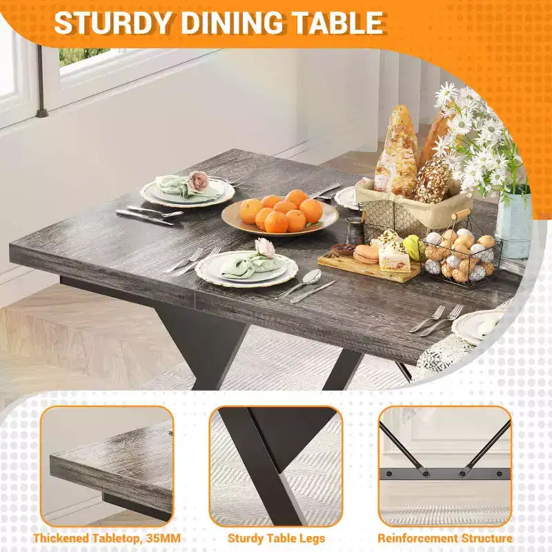 Grande table à manger de style ferme
