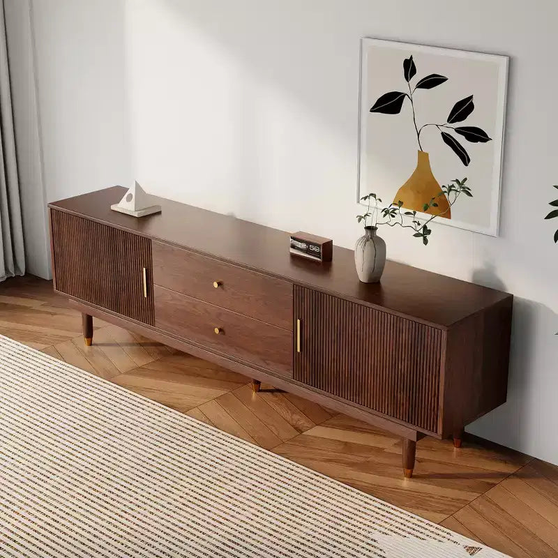 Meuble TV de style médiéval en bois naturel