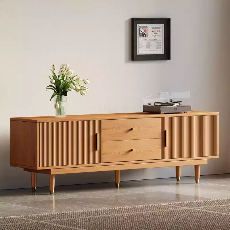 Meuble TV de style médiéval en bois naturel