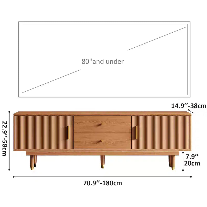 Meuble TV de style médiéval en bois naturel
