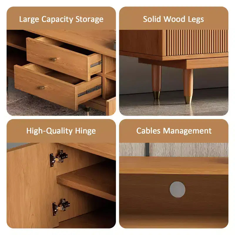 Meuble TV de style médiéval en bois naturel