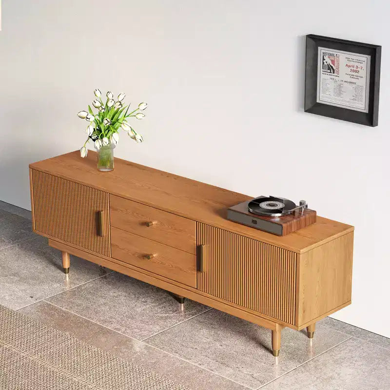 Meuble TV de style médiéval en bois naturel