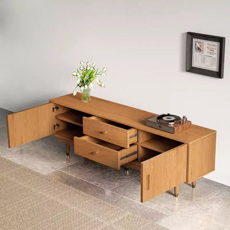 Meuble TV de style médiéval en bois naturel