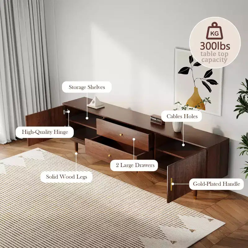 Meuble TV de style médiéval en bois naturel