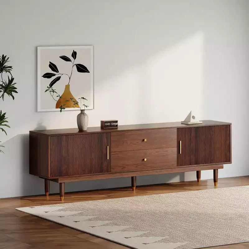 Meuble TV de style médiéval en bois naturel