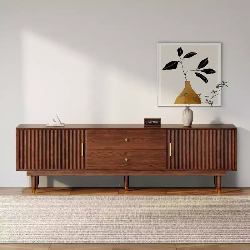 Mid Century Natural TV Stand for 50-80 inch TV Modern Entertainment Center with 2 Cabinet & 2 Drawers Media Console for Living Room