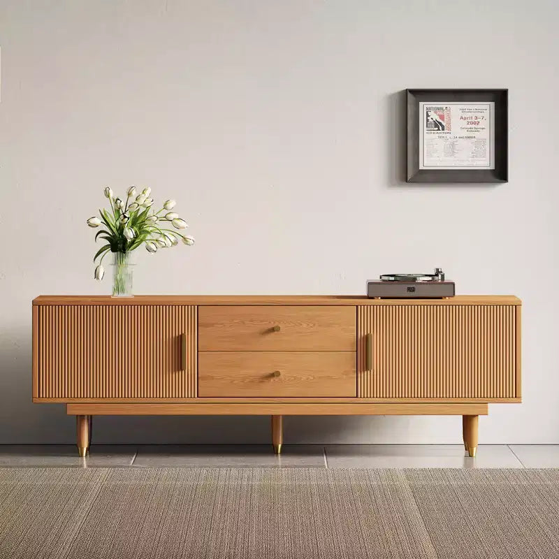 Meuble TV de style médiéval en bois naturel