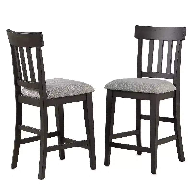 2pk 24" Napa Counter Height Barstool Black/Beige - Steve Silver Co.: Upholstered Rubberwood Frame Farmhouse Style