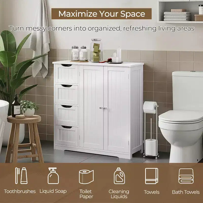 Meuble de rangement de salle de bain avec porte coulissante, meuble bas