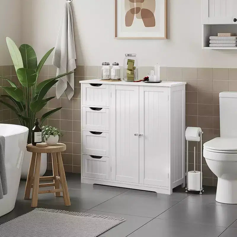 Meuble de rangement de salle de bain avec porte coulissante, meuble bas